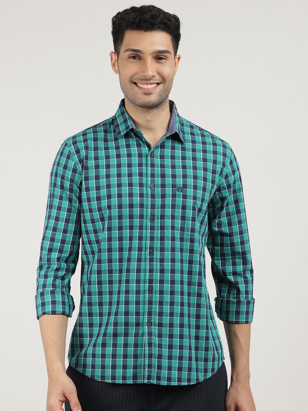 

DRAGON HILL Men Classic Slim Fit Tartan Checks Opaque Checked Casual Shirt, Green