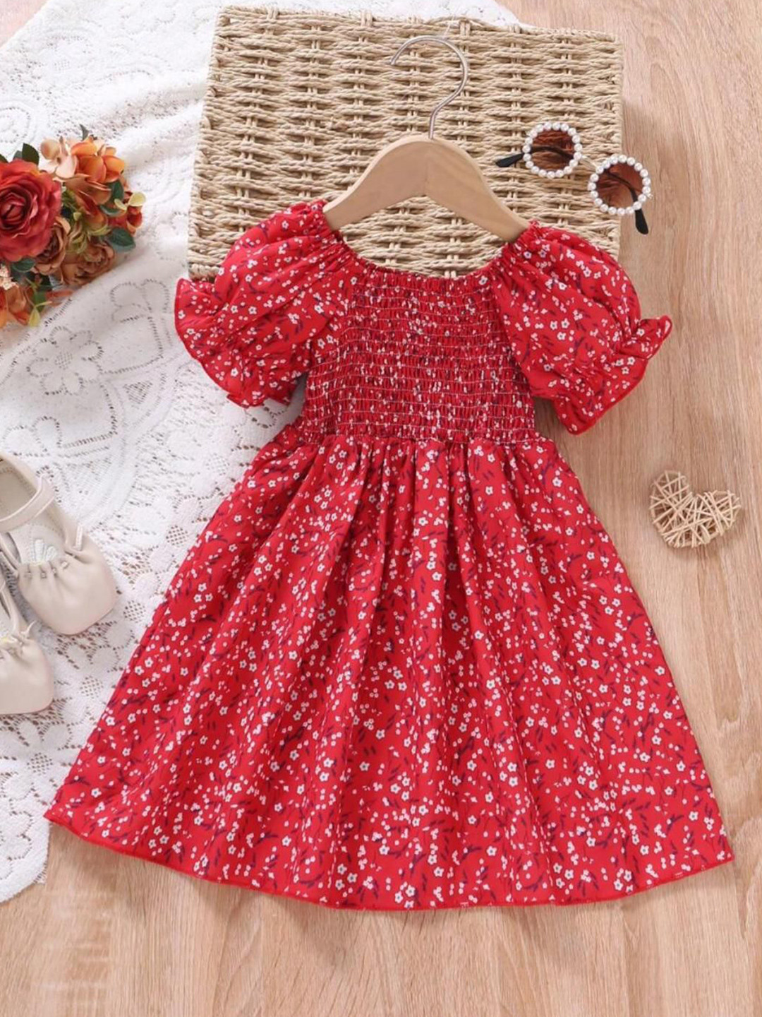 

Miss & Chief Floral Print Fit & Flare Dress, Red
