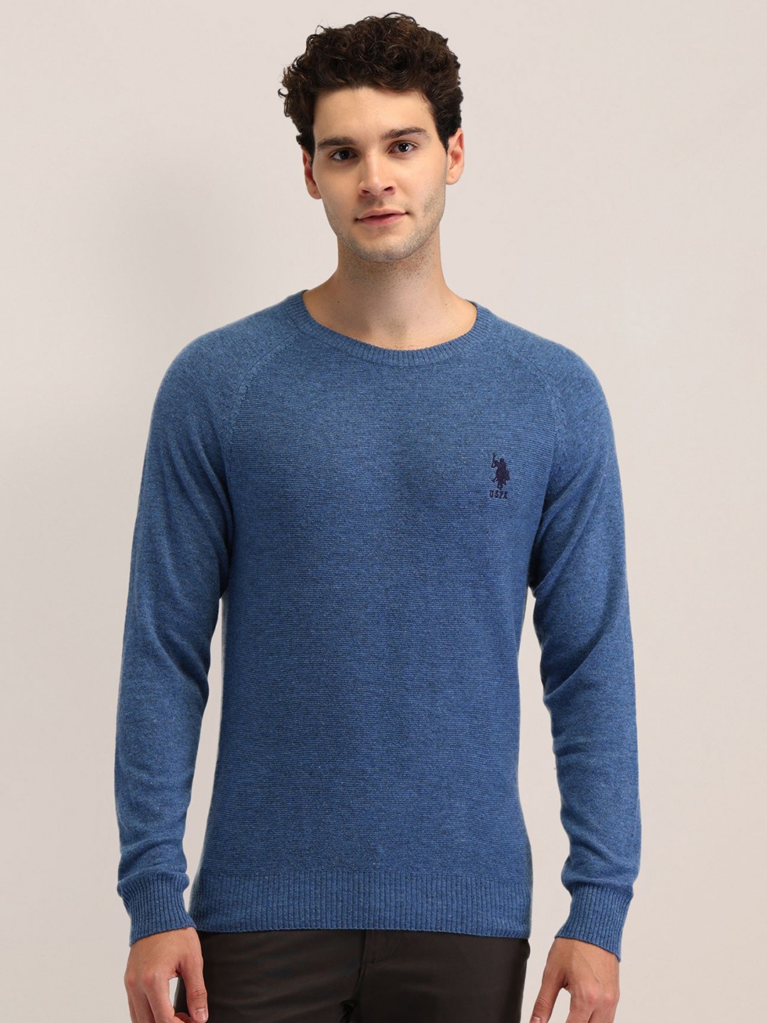 

U.S. Polo Assn. Men Printed Woollen Pullover, Blue