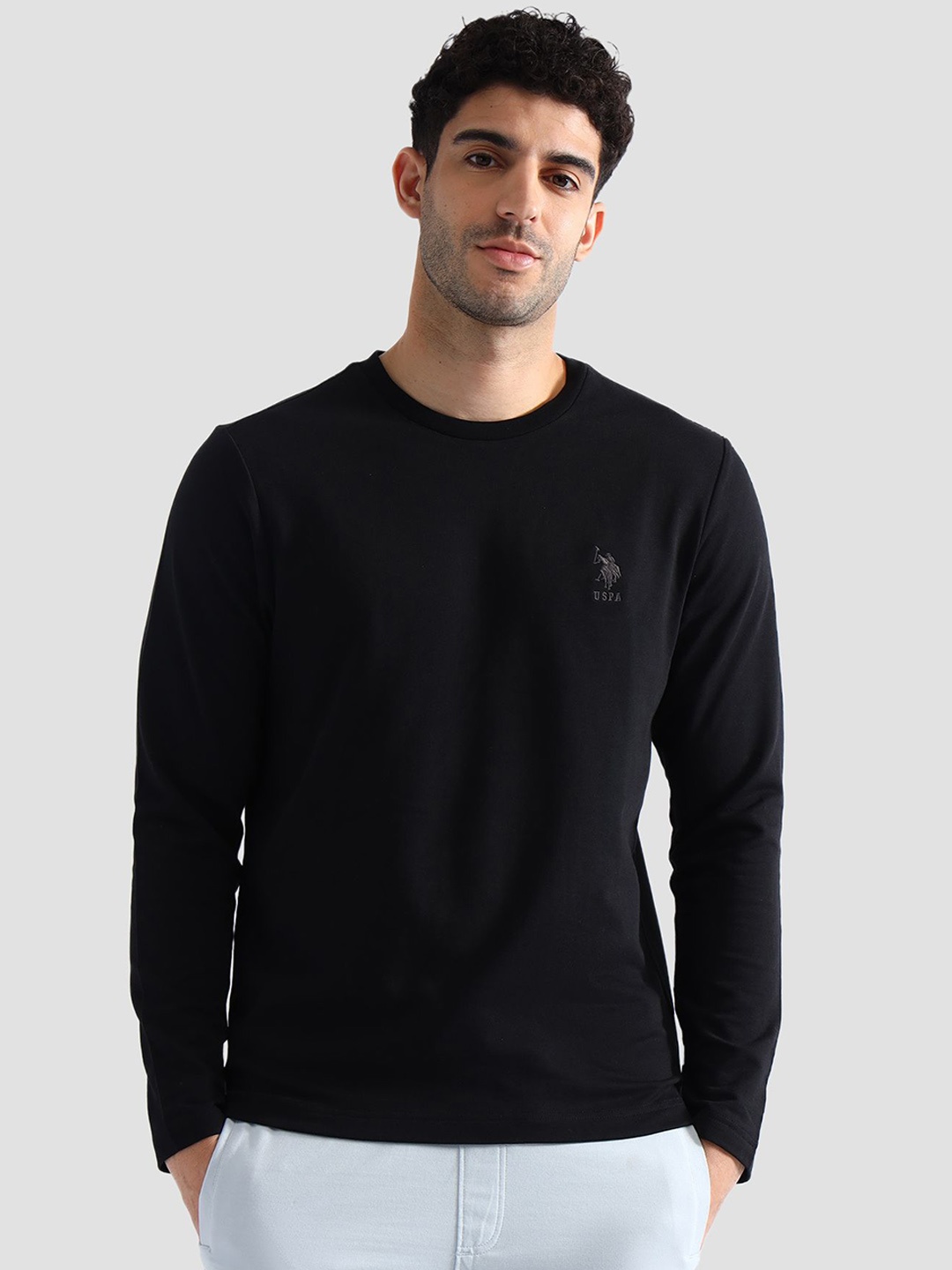 

U.S. Polo Assn. Round Neck Cotton Lounge T-Shirt, Black