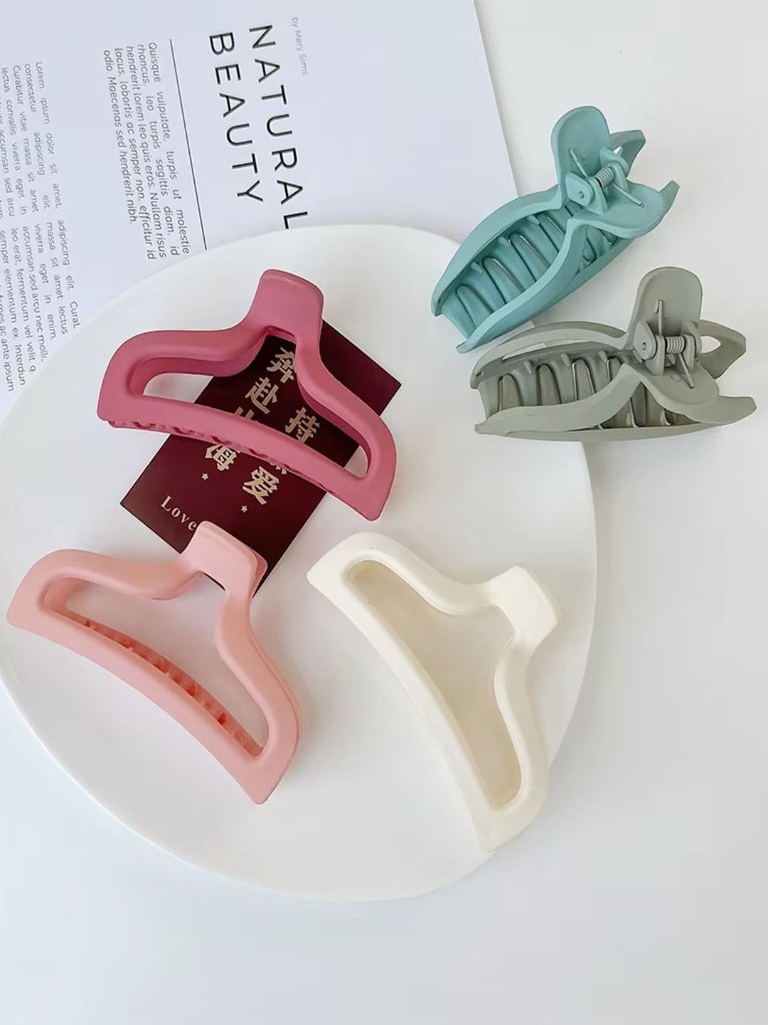 

KRENOZ Women Set of 5 Claw Clip, Pink