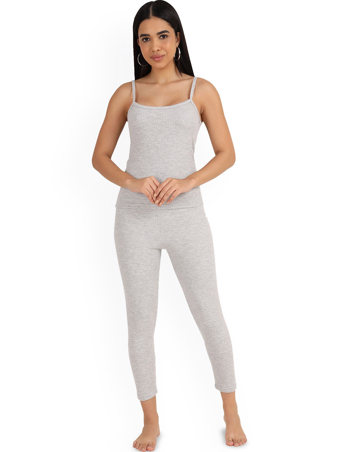 

SELFCARE Women Round Neck Regular Fit Thermal Set, Grey