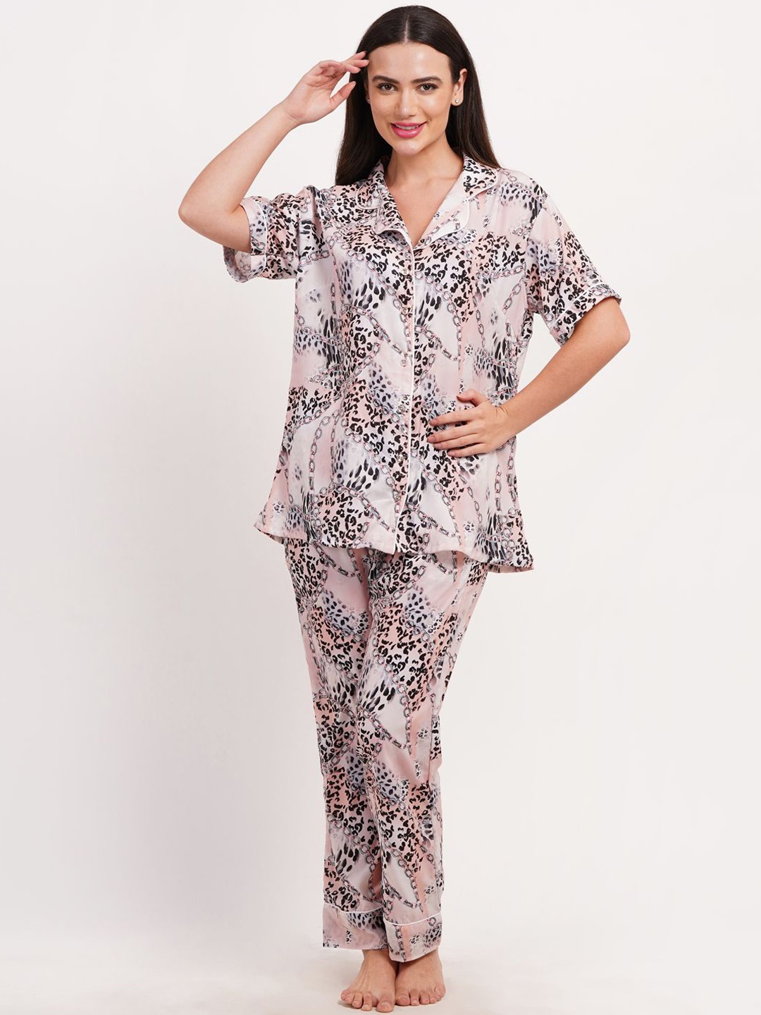 

StyFun Women Printed Night suit, Peach