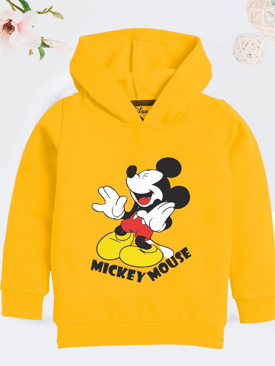 

YK Disney Boys Graphic Printed Hooded Sweatshirt, Yellow