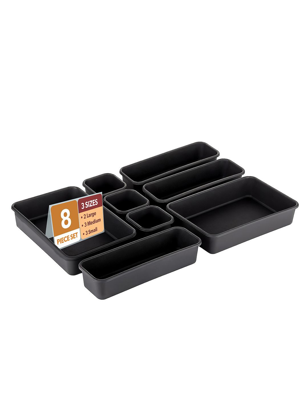 

Kuber Industries Black 8 Pieces Multi-Purpose Organisers