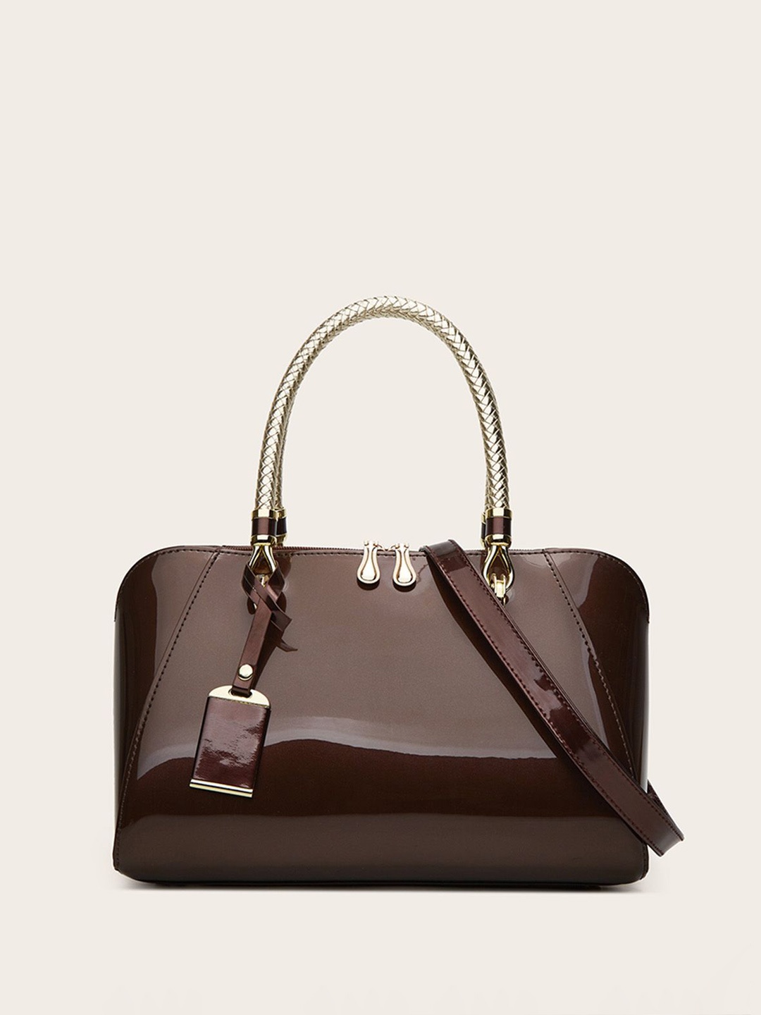 

RAVE Colourblocked PU Structured Handheld Bag with Quilted, Coffee brown