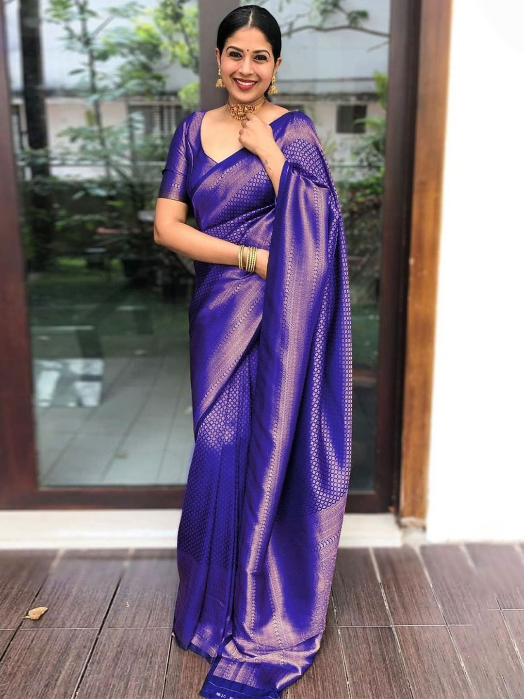 

Visit Wear Woven Design Zari Pure Silk Banarasi Saree, Blue