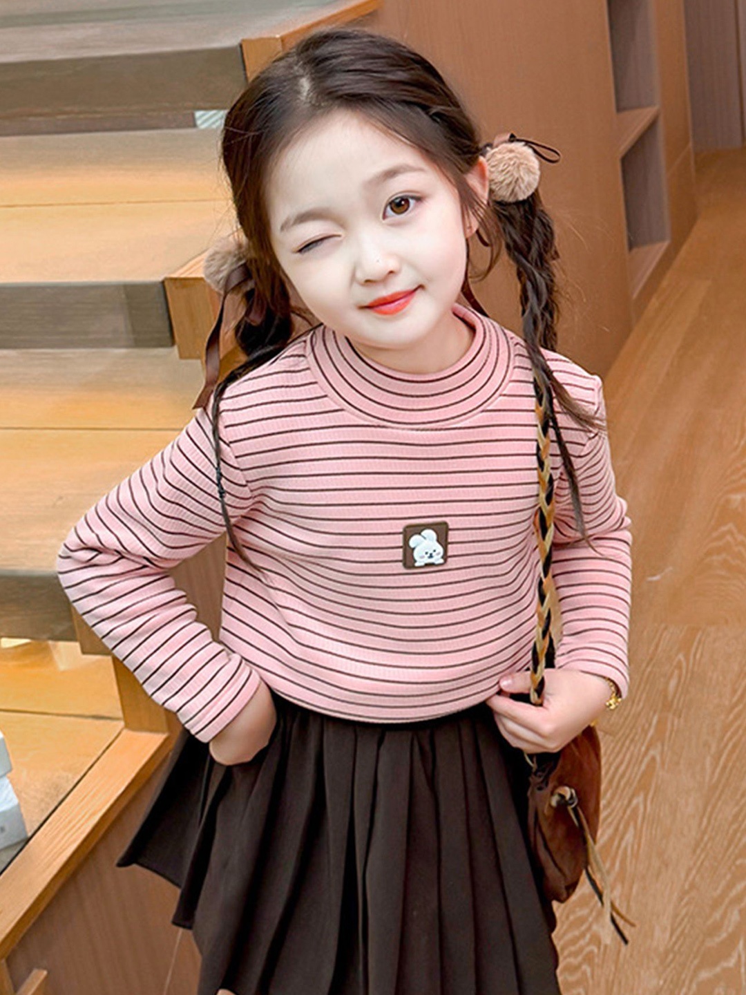 

LULU & SKY Striped Cotton Top, Pink