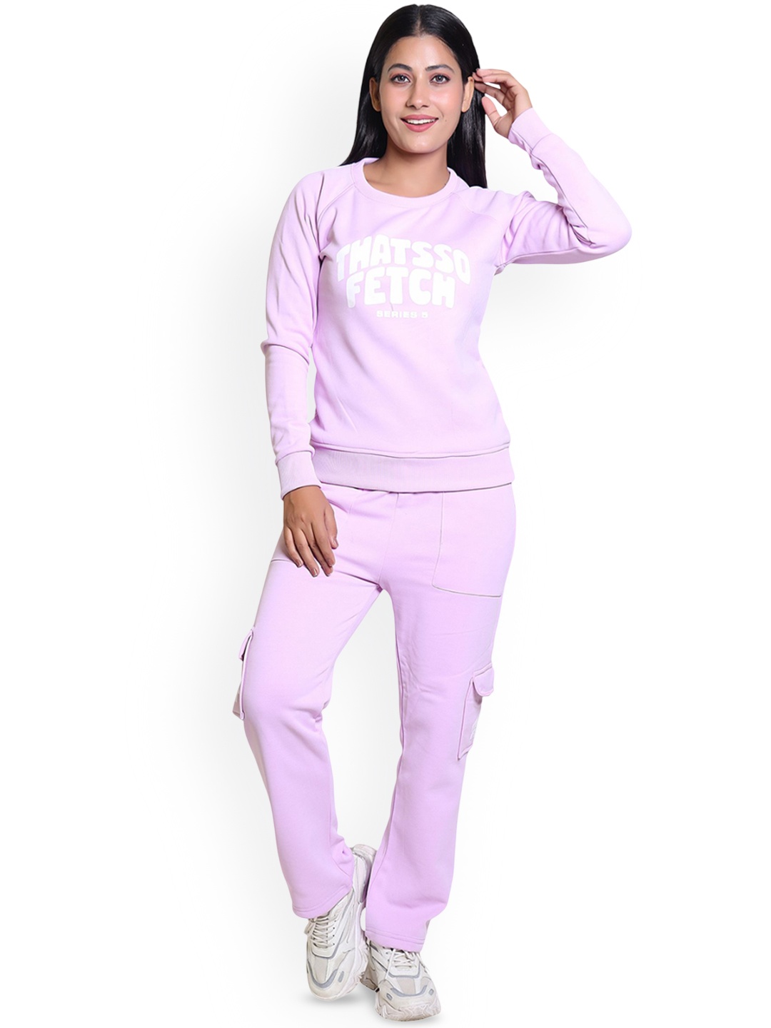 

Divine Girl Women Printed Mid-Rise Tracksuits, Lavender