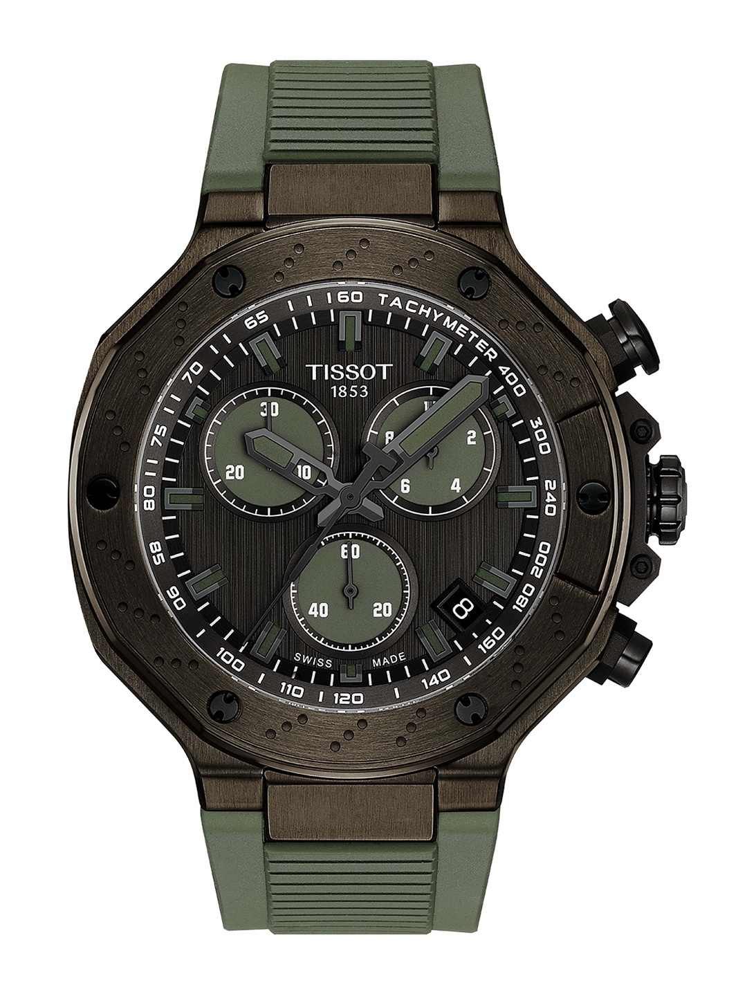 

TISSOT Men Dial & Textured Straps Analogue Watch T1414173706102, Black