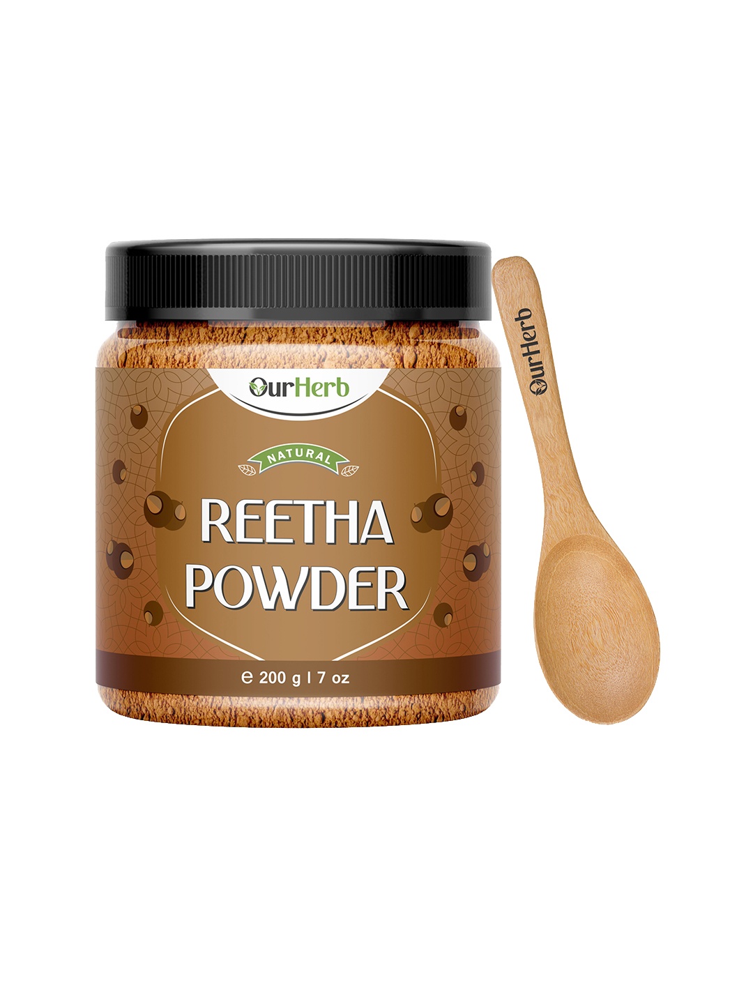 

OurHerb Reetha Powder For Hair Care With Wooden Spoon - 200 g, Brown
