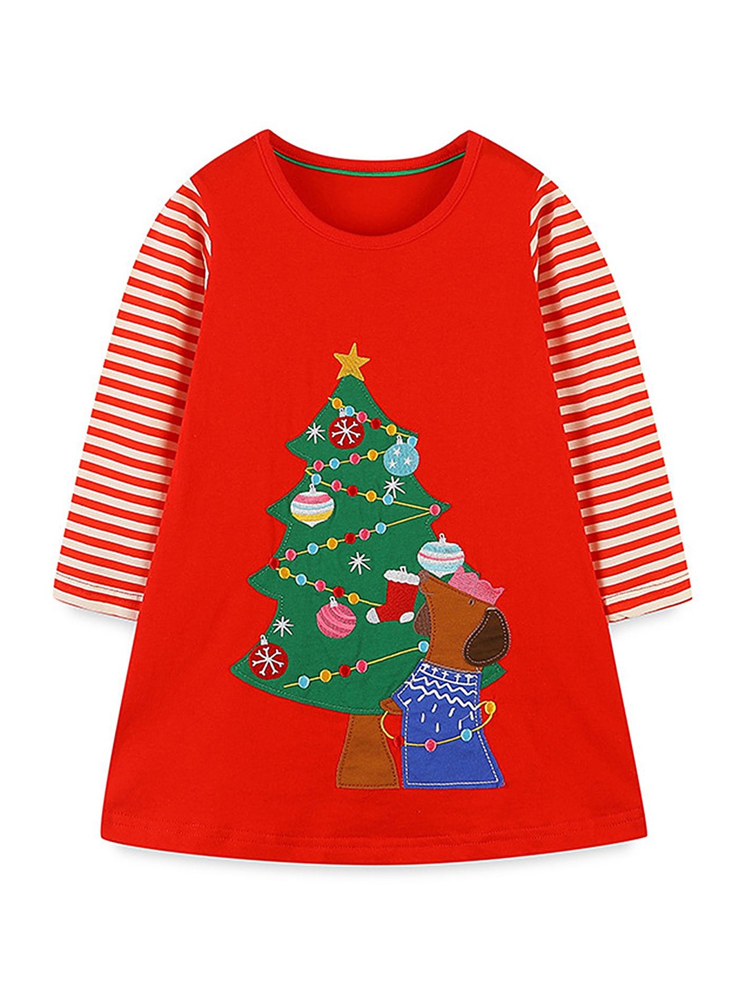 

LULU & SKY Girls Cotton Graphic Printed Dress, Red