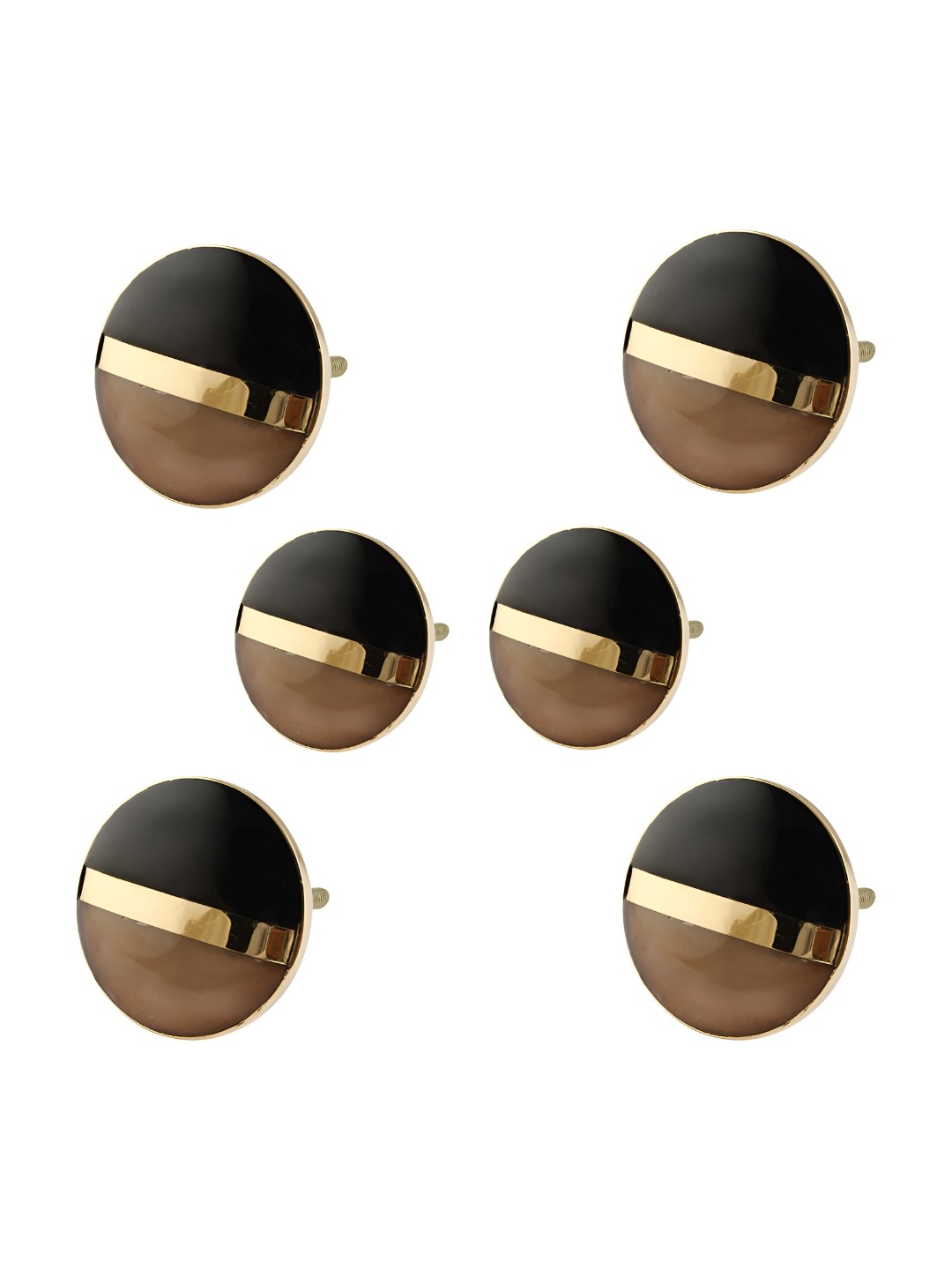 

Indianshelf Brown & Yellow 6 Pieces Printed Stone Round Knobs