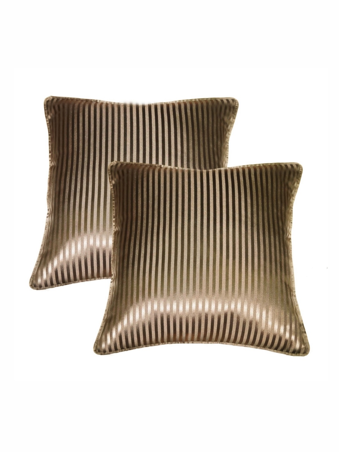 

Lushomes Set of 2 Brown Striped Square Cushion Covers