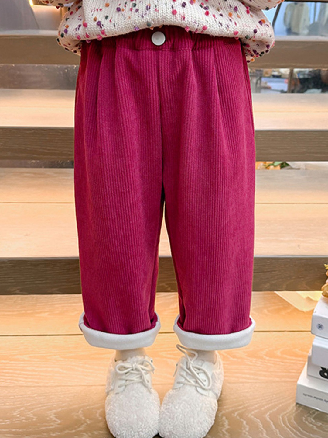

LULU & SKY Girls Straight Fit High-Rise Trousers, Pink