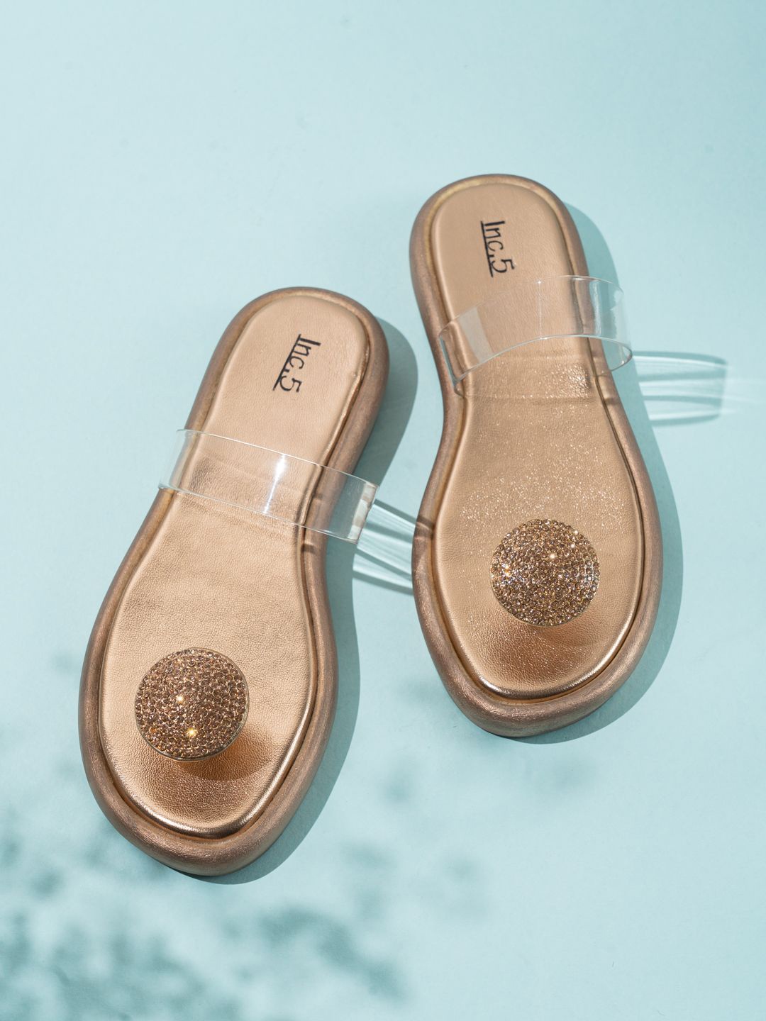

Inc 5 Women Embellished One Toe Flats, Rose gold