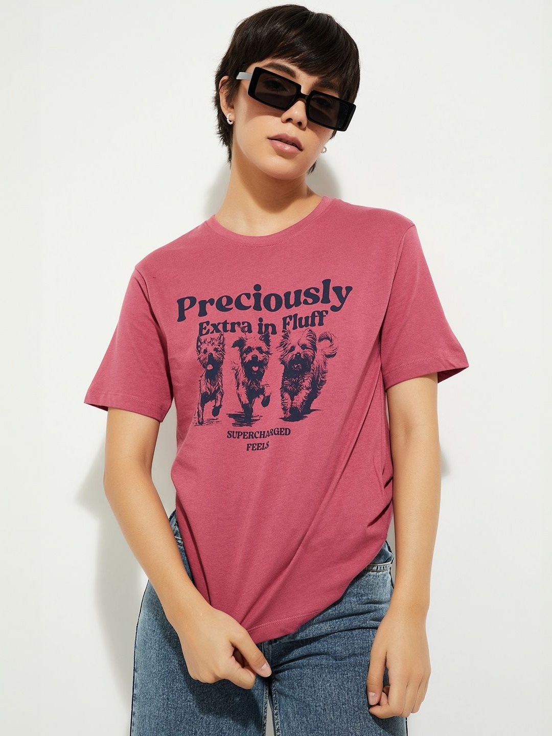 

MAX URB_N Women Relaxed Fit Graphic T-shirt, Pink