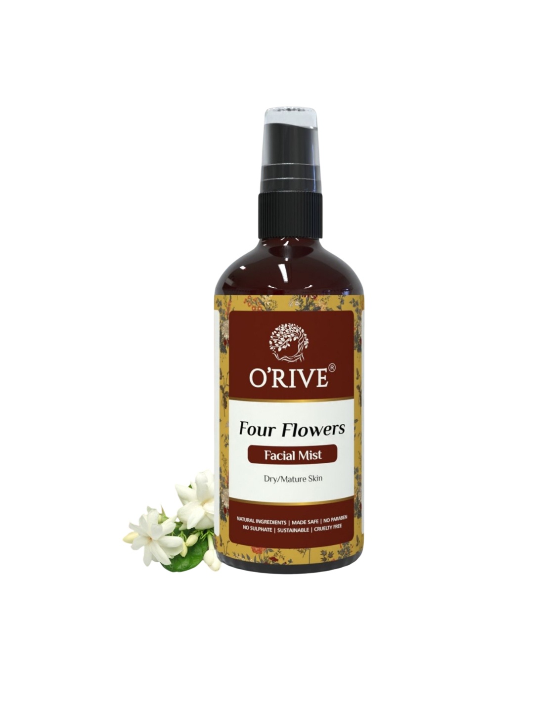 

ORIVE ORGANICS Four Flower Facial Mist With Jasmin For Dry & Mature Skin - 100 ml, Transparent