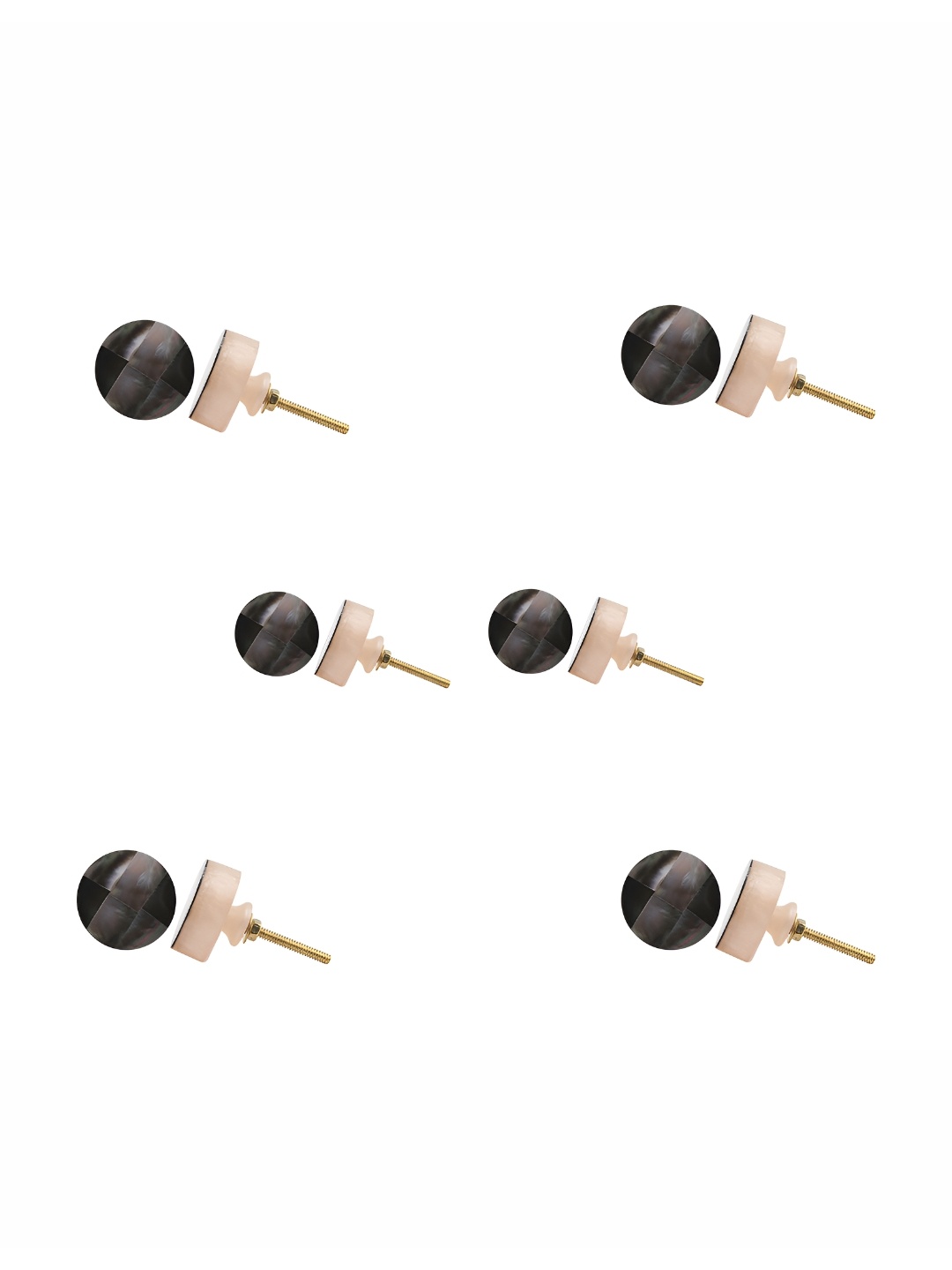 

Indianshelf Cream & Black 6 Pieces Round Knobs