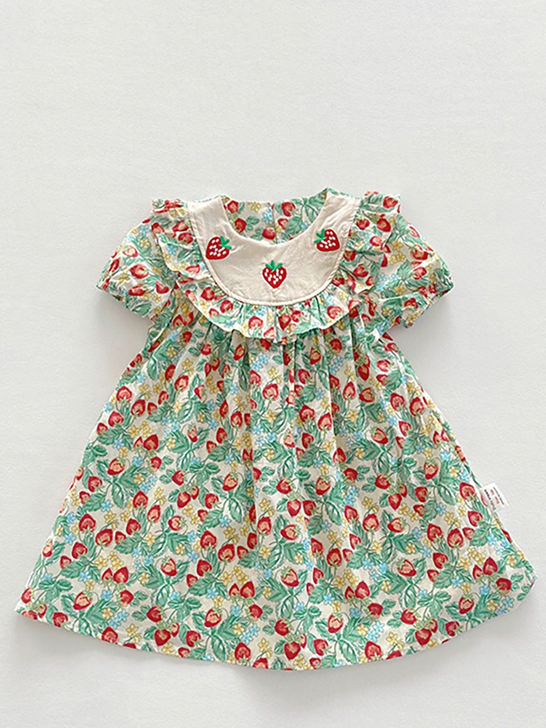 

LULU & SKY Girls Cotton Floral Printed Fit & Flare Dress, Green