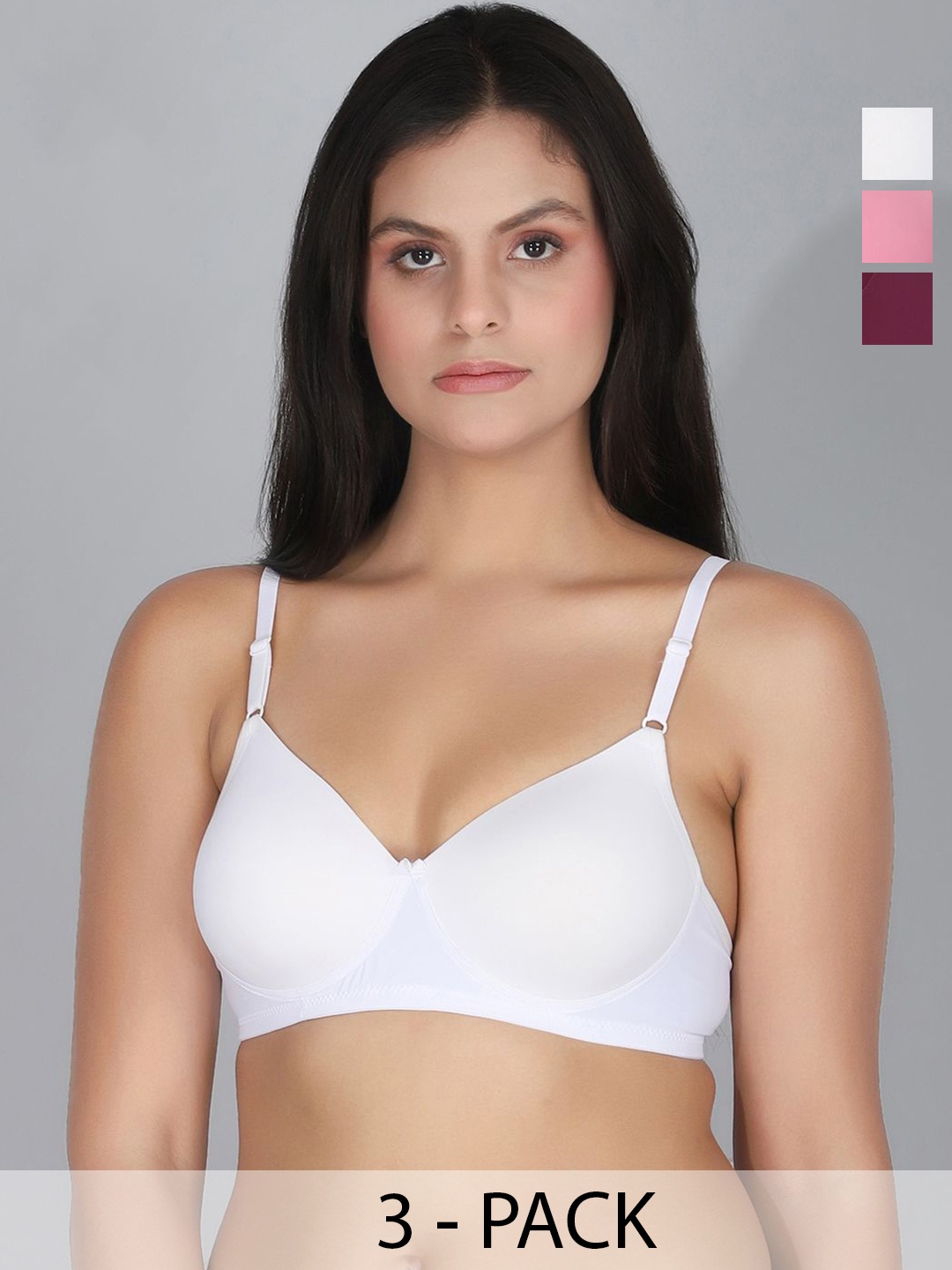 

StyFun Women Pack of 3 Full Coverage Lightly Padded Everyday Bra, White