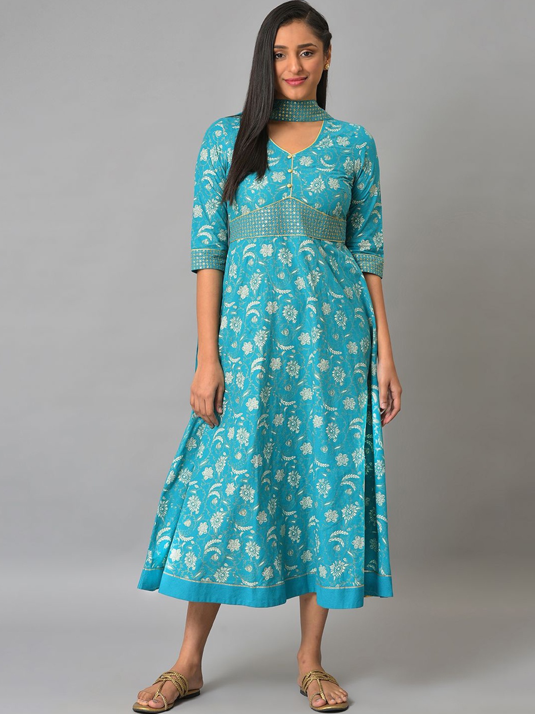 

AURELIA Floral Print Fit & Flare Maxi Dress, Blue