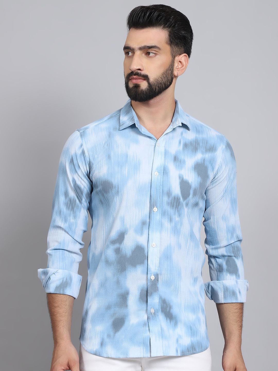 

Tanip Men Sheer Casual Shirt, Blue