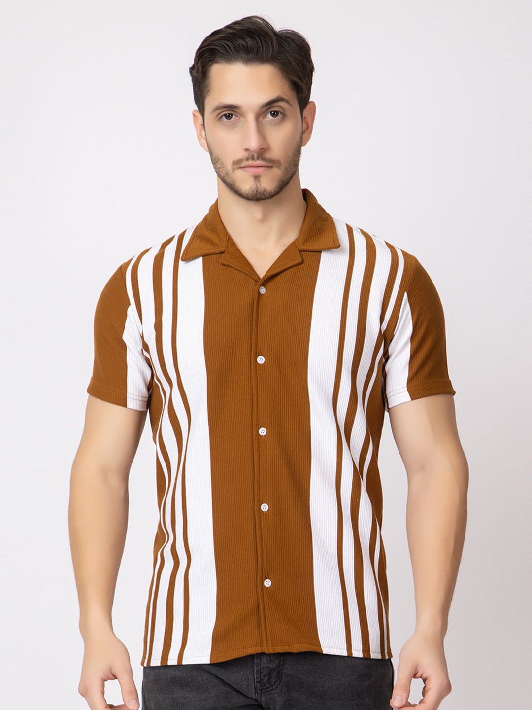 

ARIIX Men Opaque Colourblocked Casual Shirt, Rust