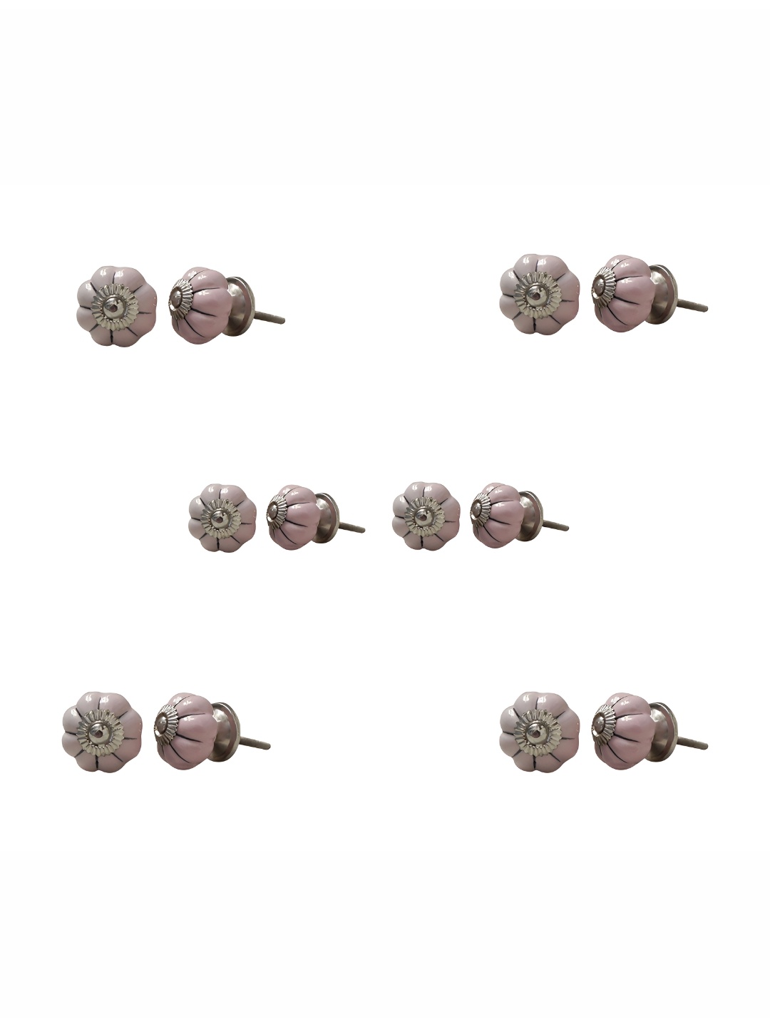 

Indianshelf Set Of 6 Pink & Black Ceramic Round Knobs