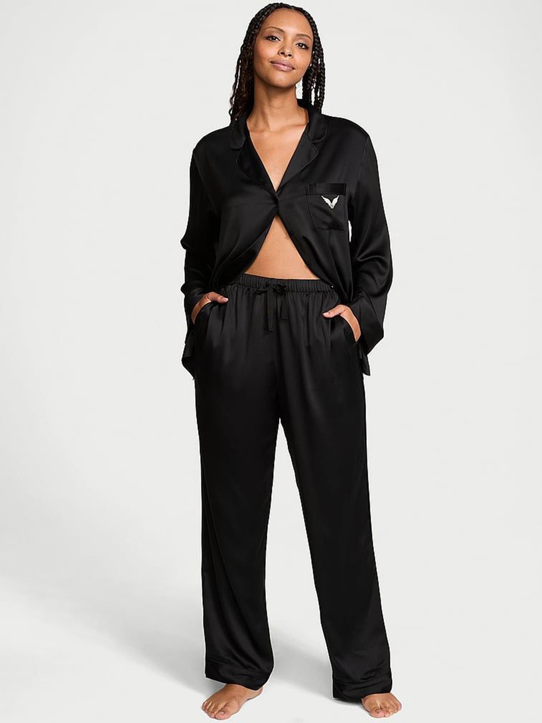 

Victoria's Secret Women Shirt & Long Pajama Night suit, Black