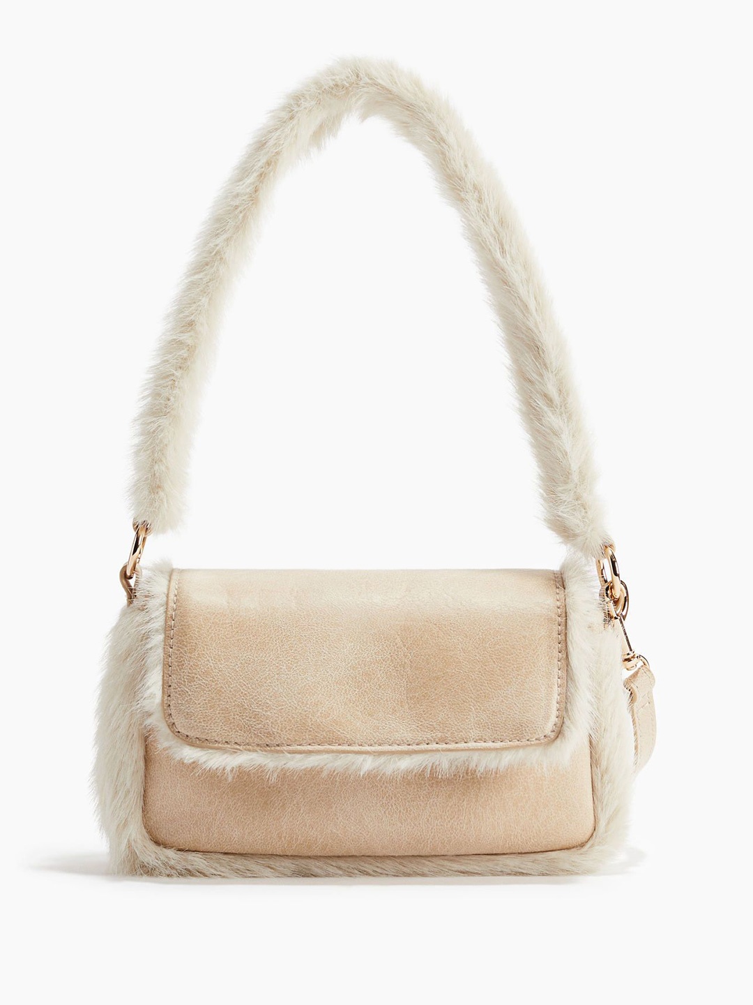 

H&M Fluffy-Trim Crossbody Bag, Beige