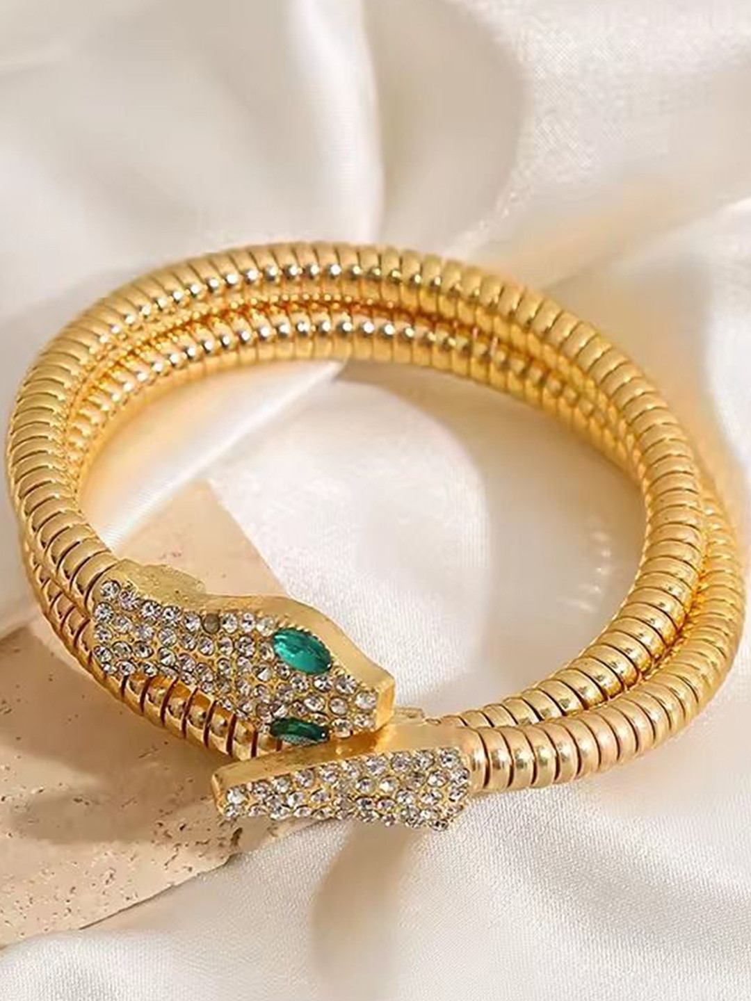 

DIVASTRI Gold-Plated AD Studded Stainless Steel Anti Tarnish Wraparound Bracelet