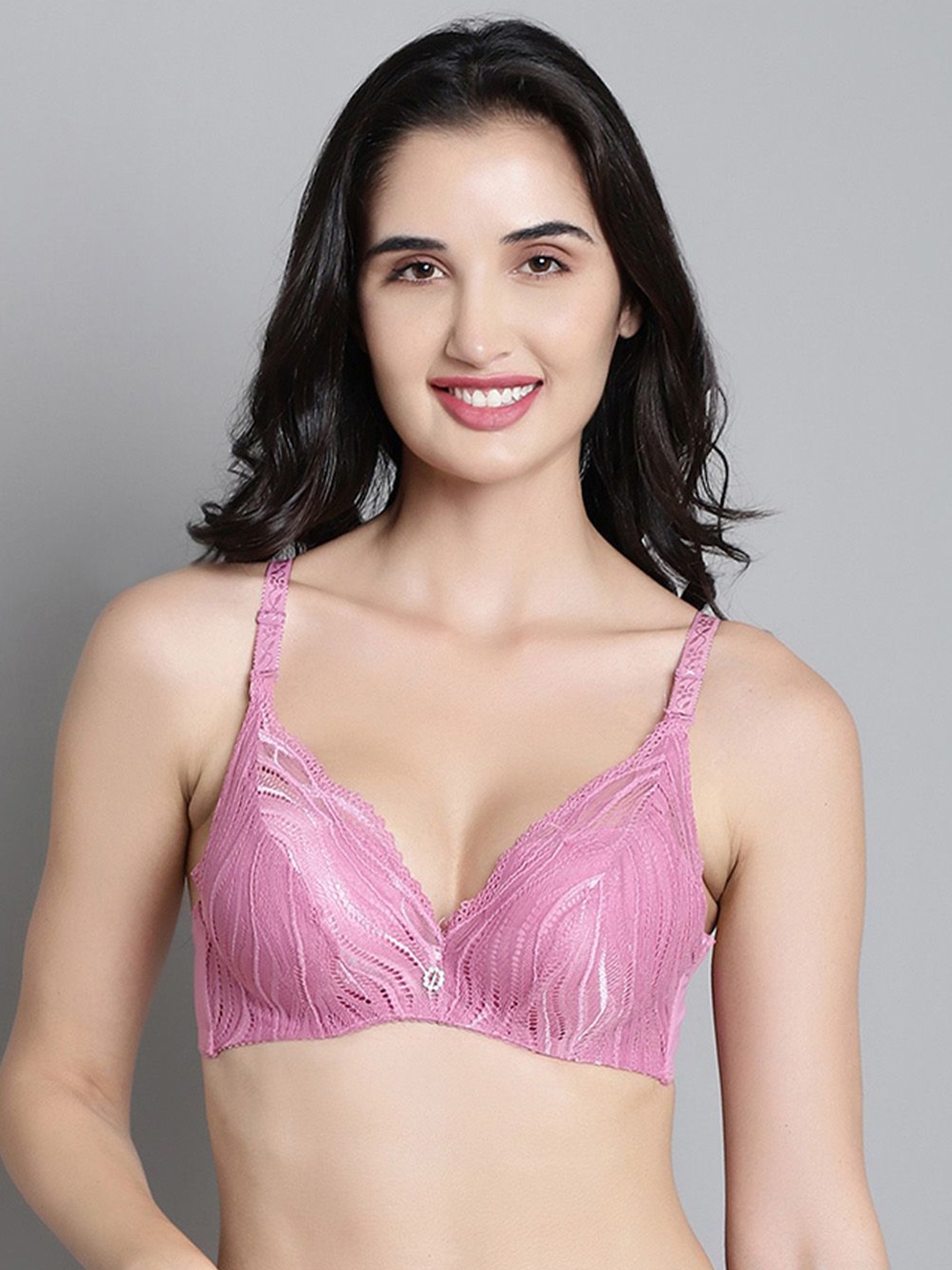 

MAKCLAN Women Medium Coverage Underwired Lightly Padded Bra, Purple