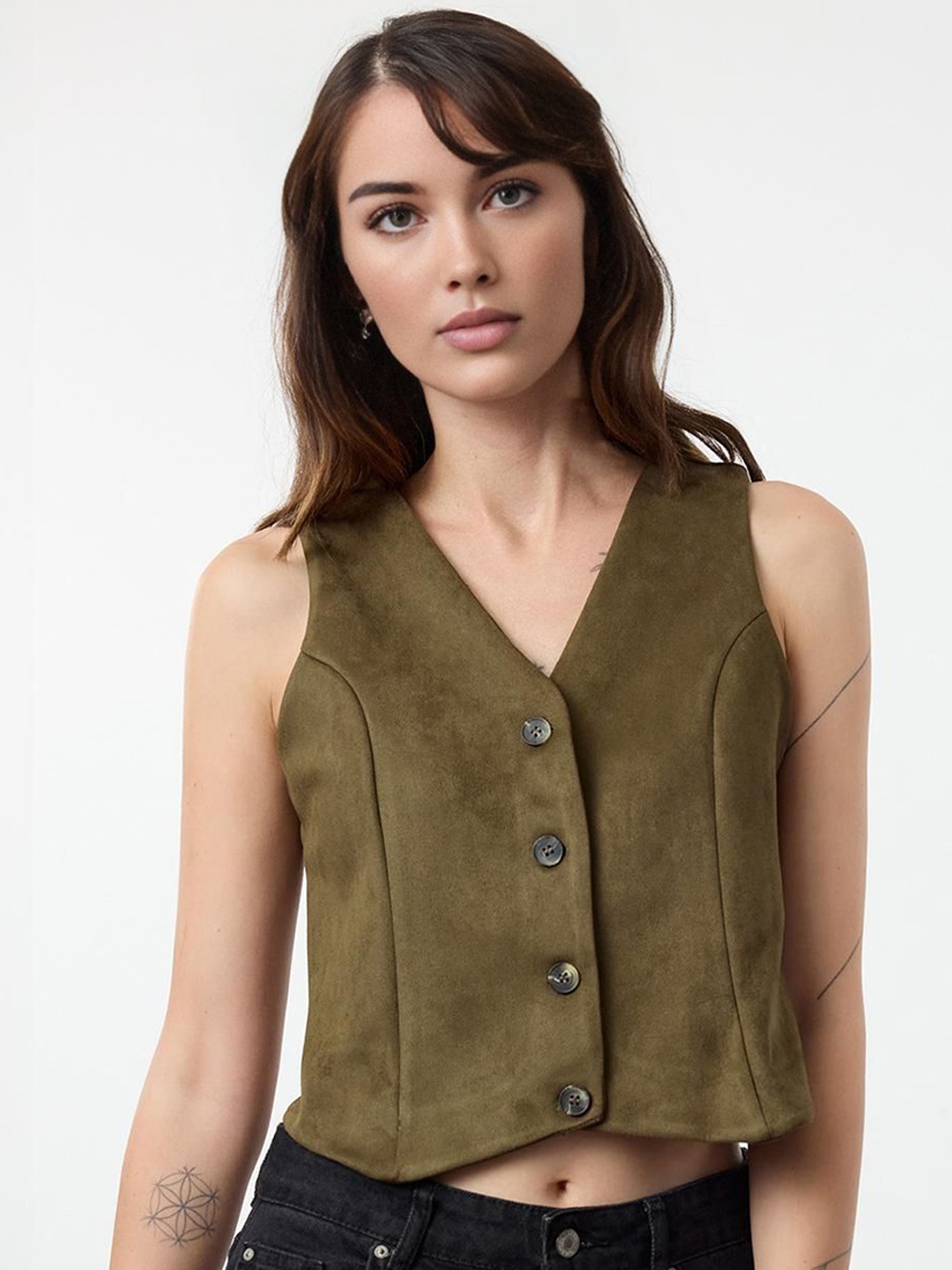 

Trendyol V-Neck Sleeveless Waistcoat, Olive