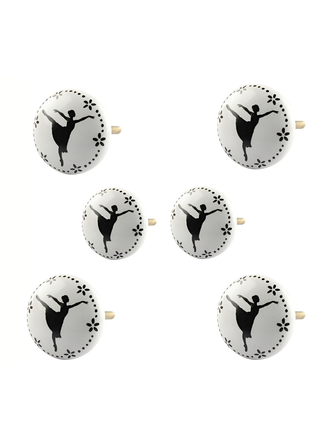 

Indianshelf 6Pcs White & Black Textured Ceramic Knobs