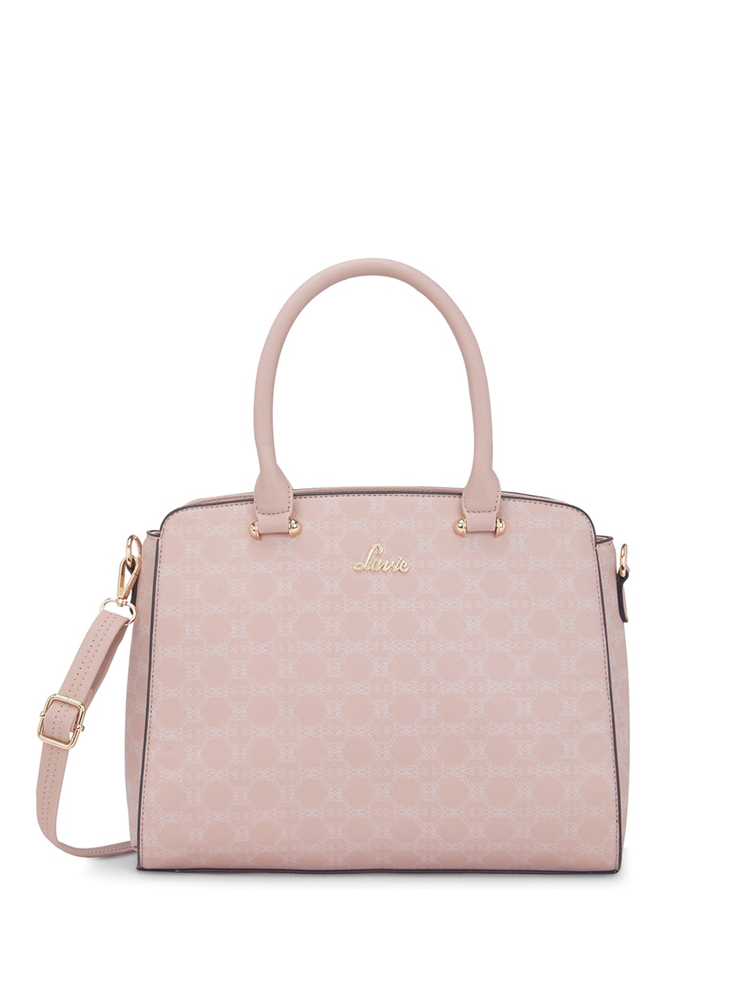 

Lavie Printed Structured Satchel with Quilted, Pink