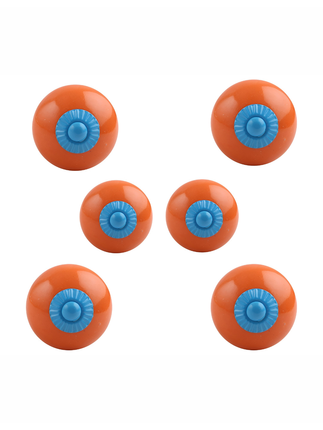 

Indianshelf 6-Pcs Orange-Color & Blue Glossy Ceramic Knobs