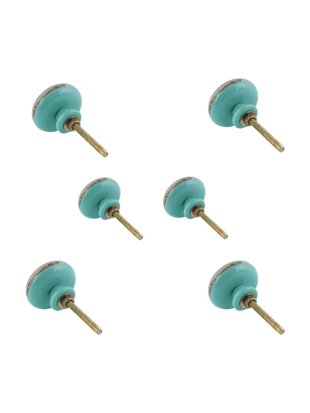 

Indianshelf 6Pcs Sea Green Textured Resin Knobs