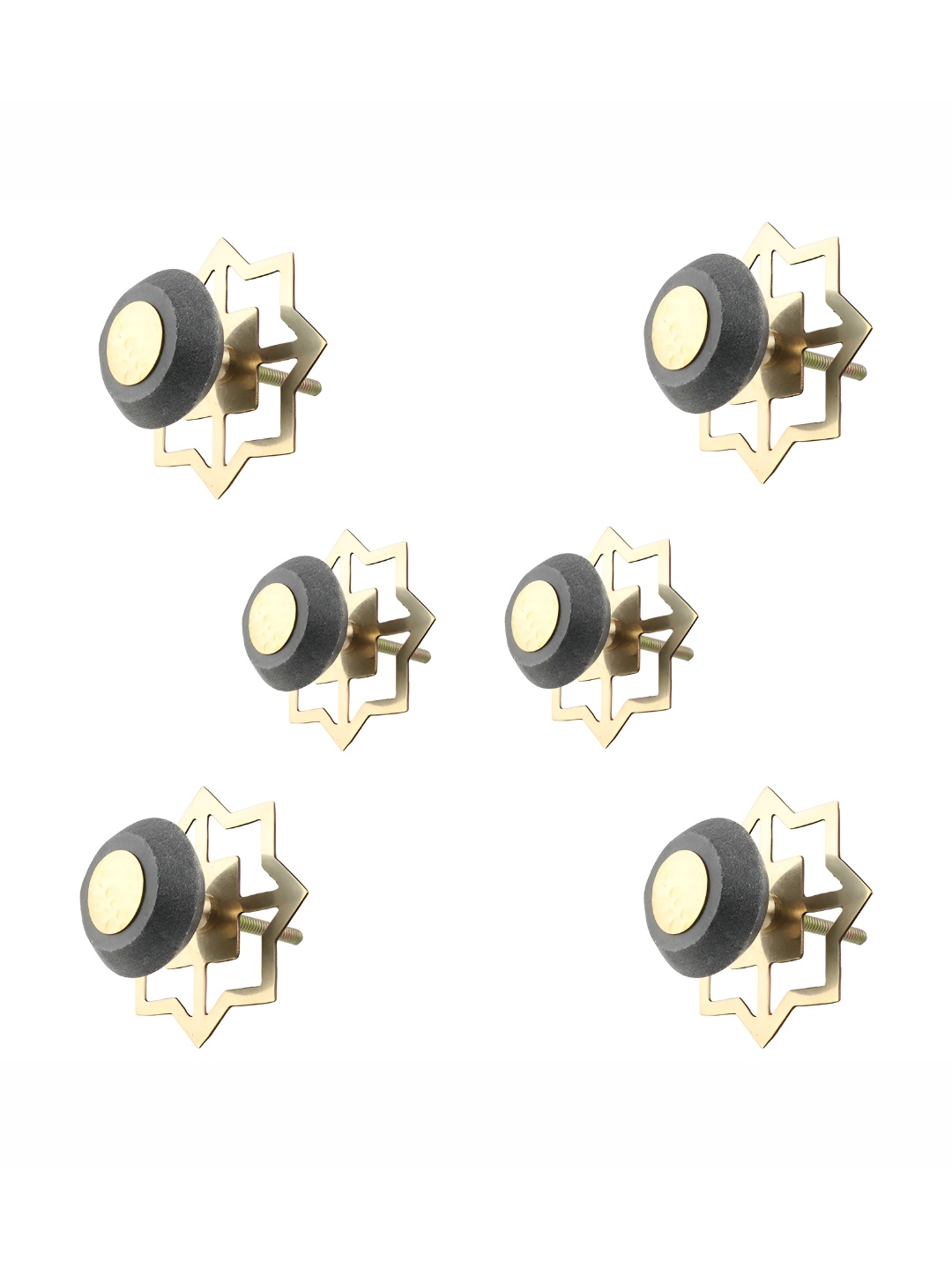 

Indianshelf 6-Pcs Grey Stone Round Knobs