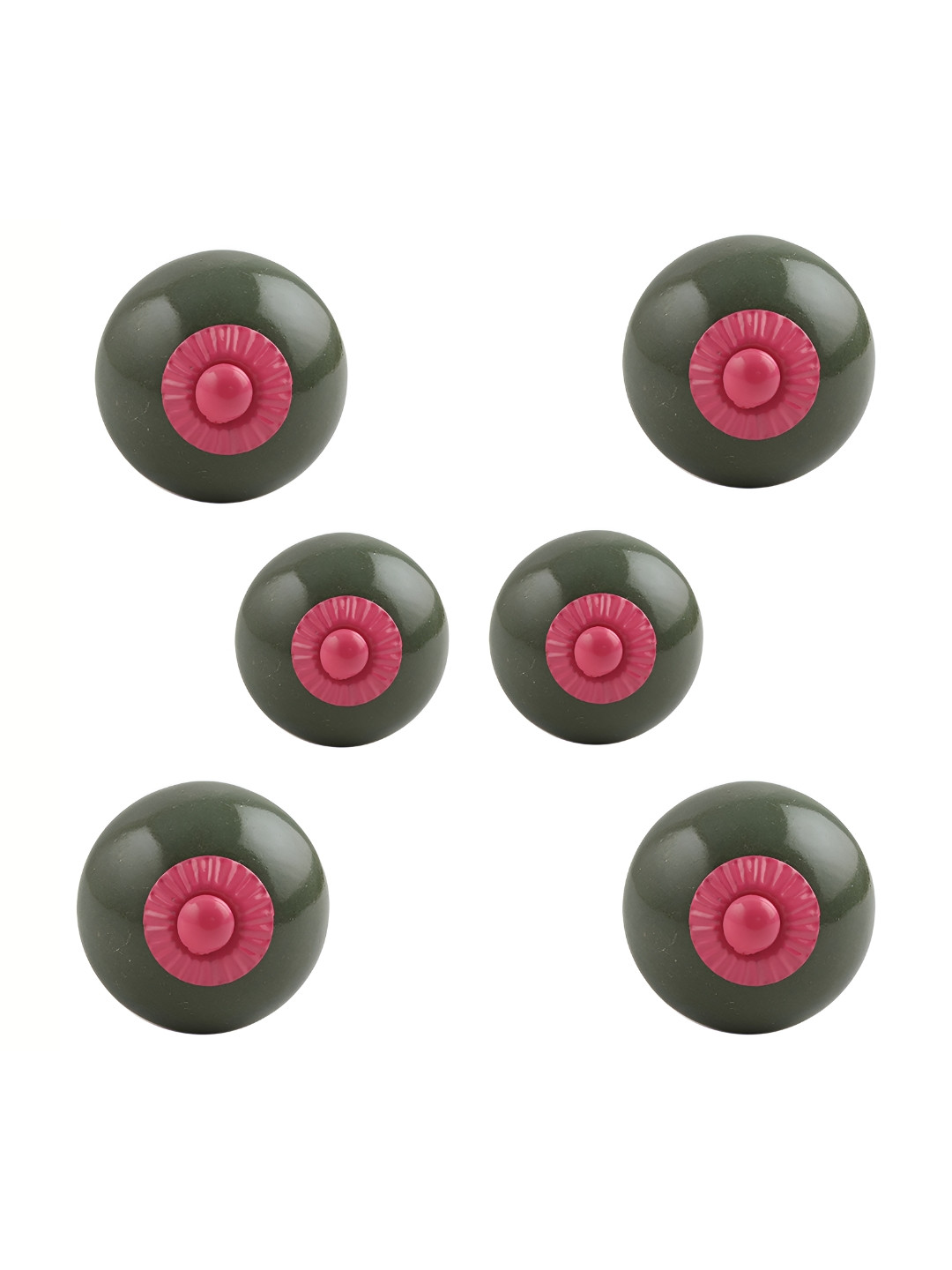 

Indianshelf 6Pcs Green & Pink Textured Ceramic Knobs