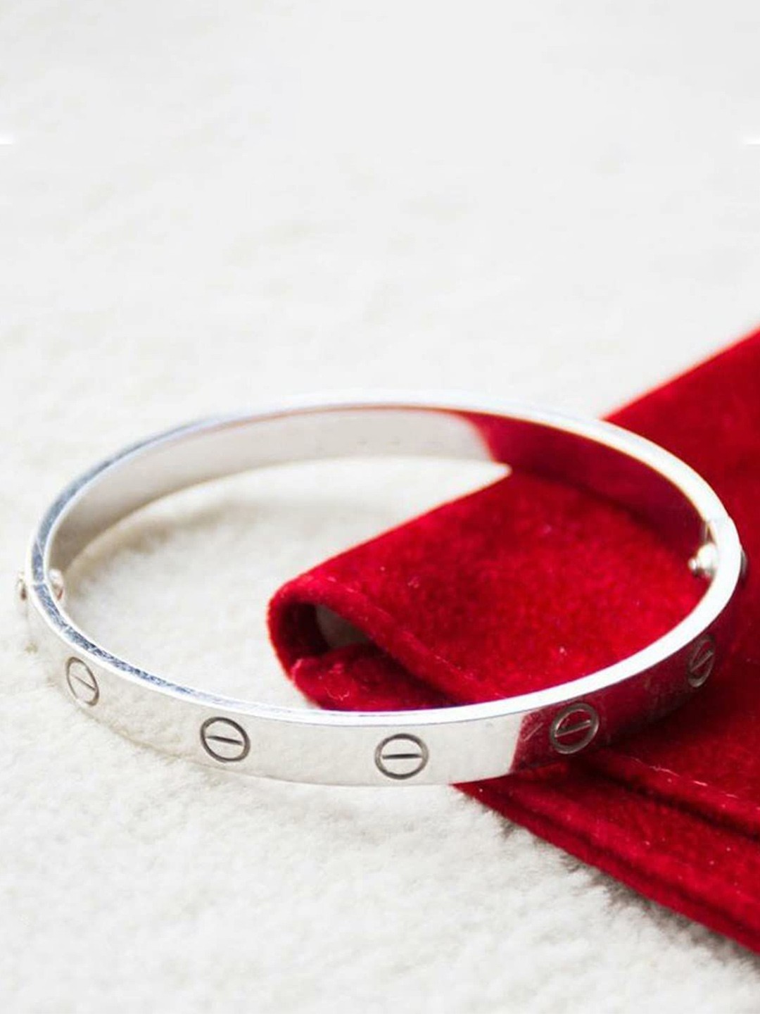 

DIVASTRI Silver-Plated Stainless Steel American Diamond Anti Tarnish Kada Bracelet