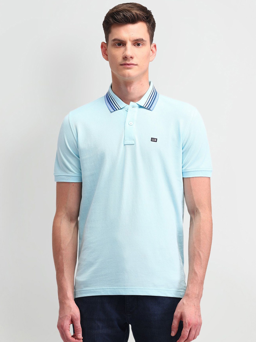 

Arrow Sport Men Brand Logo Polo Collar T-shirt, Blue