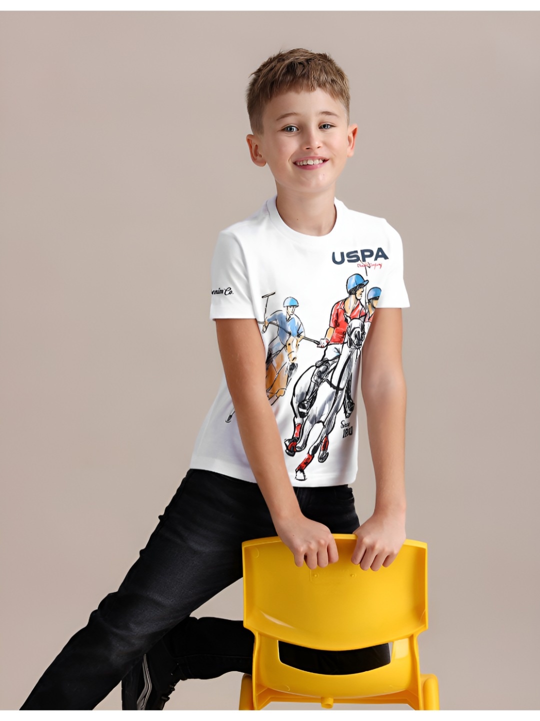 

U.S. Polo Assn. Kids Boys Brand Logo Printed T-shirt, White