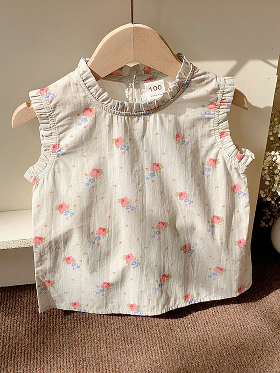 

LULU & SKY Floral Print Cotton Top, Beige