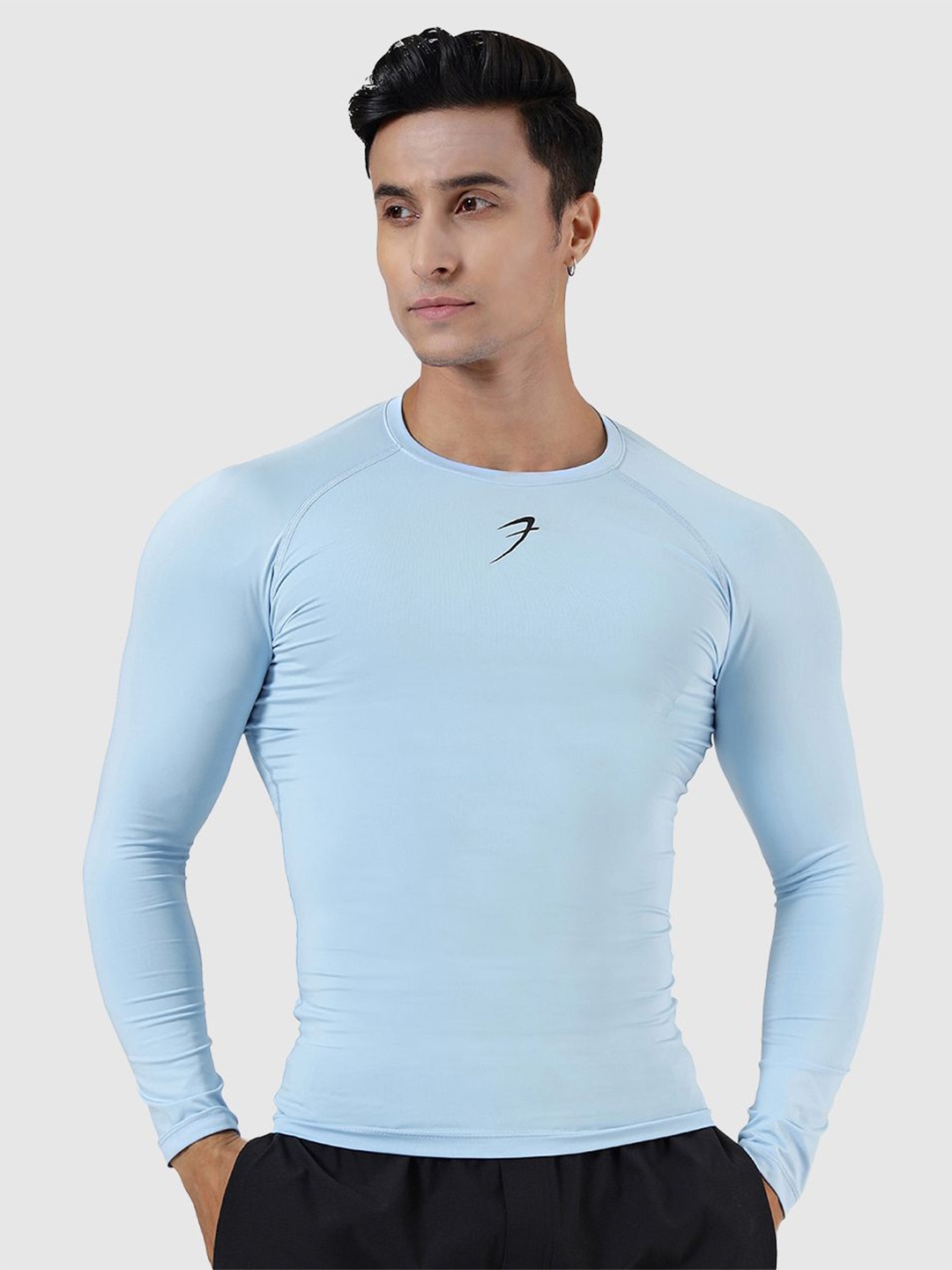 

FUAARK Men Stretchex Applique Compression T-shirt, Blue