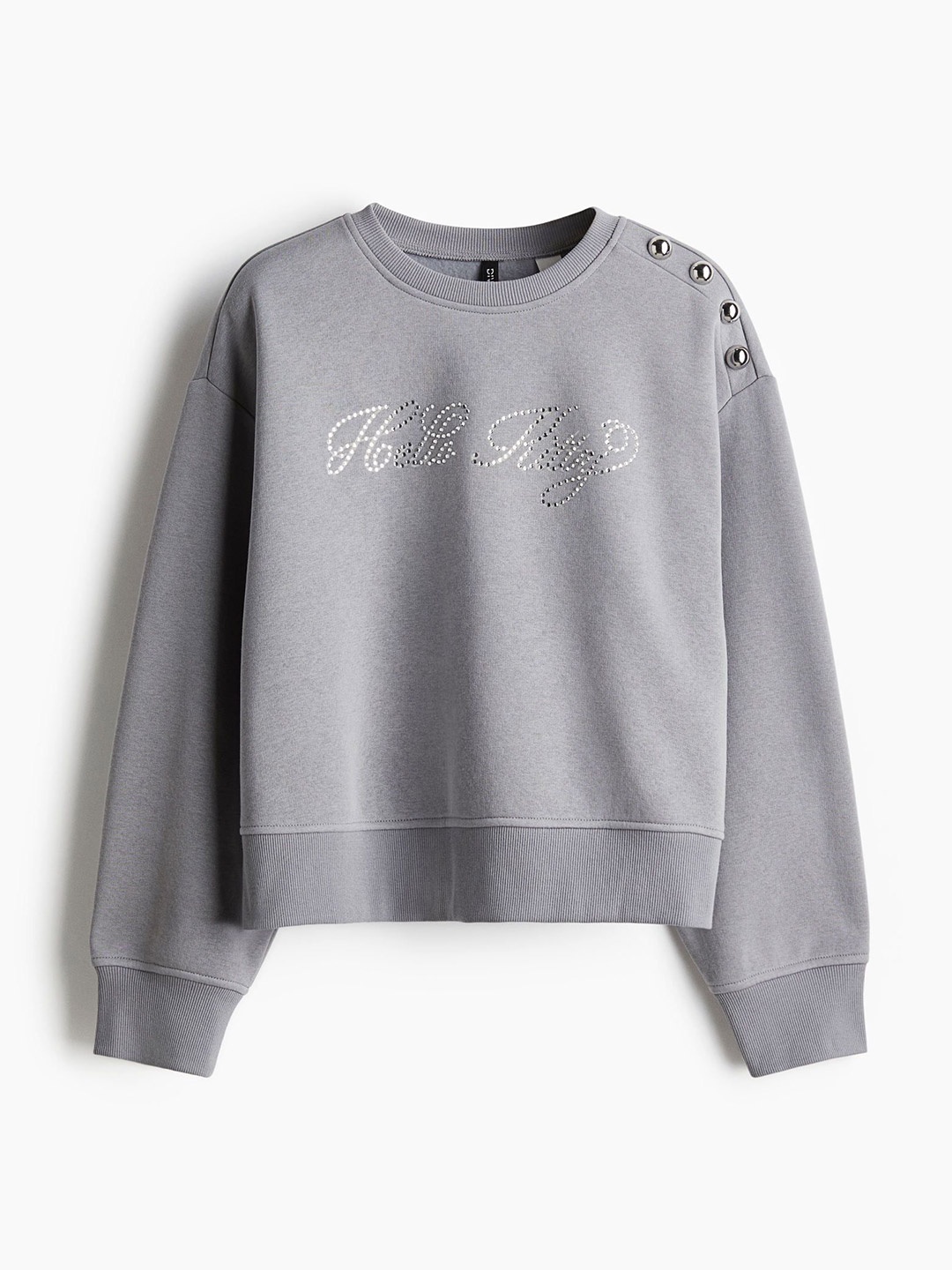 

H&M Women Embellished Sweatshirt, Grey