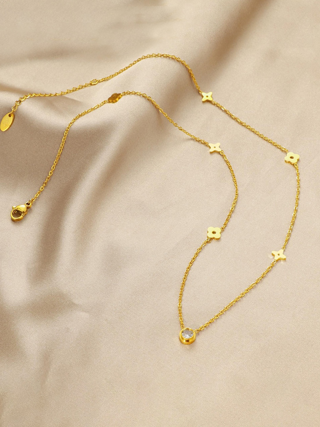 

MYKI Gold-Plated Stainless Steel Stone Studded Necklace