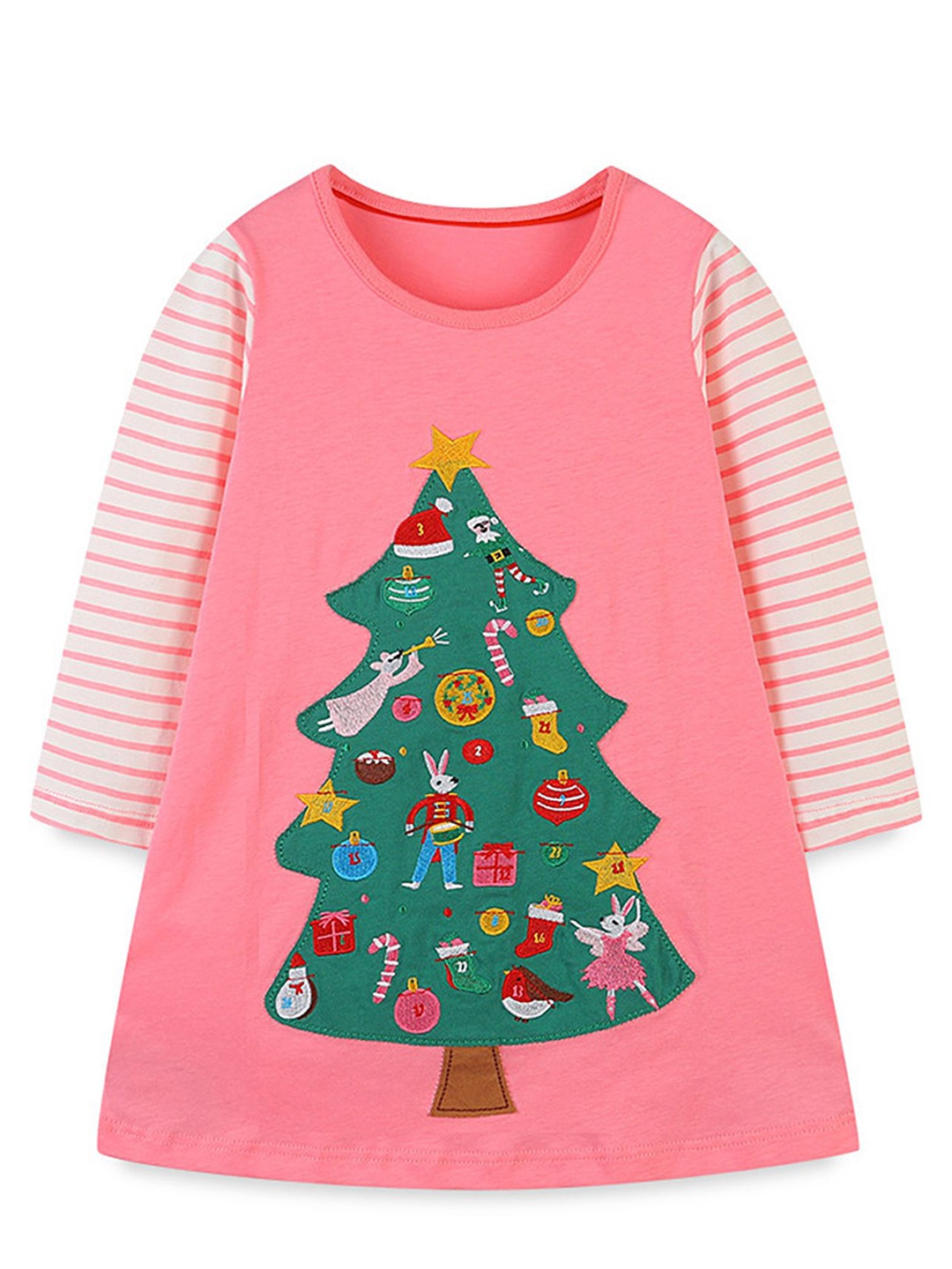

LULU & SKY Girls Graphic Printed Cotton A-Line Knee Length Dress, Pink
