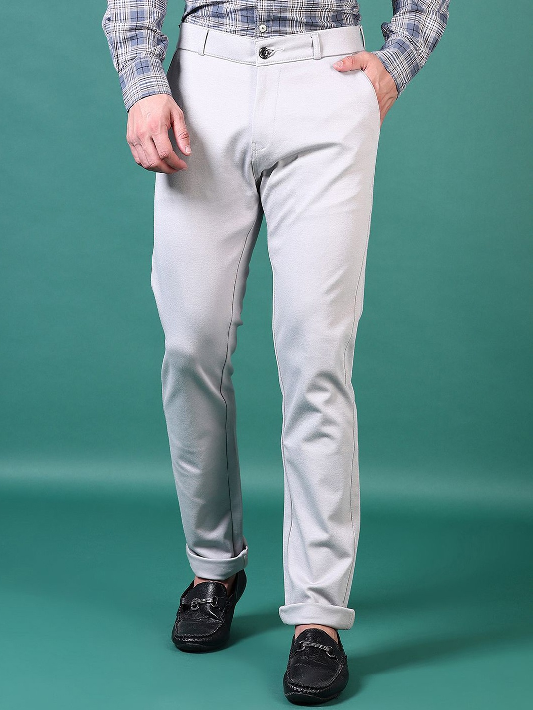 

V-Mart Men Cotton Mid-Rise Regular Fit Chinos Trousers, Grey