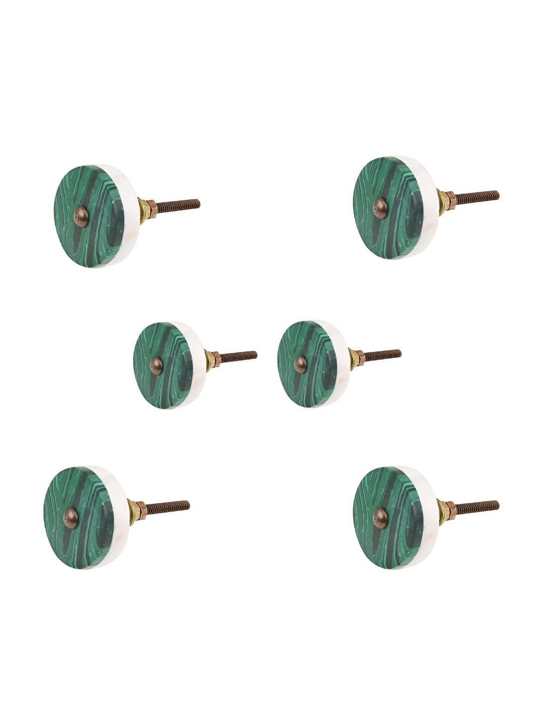 

Indianshelf Green & White 6 Pieces Textured Knobs